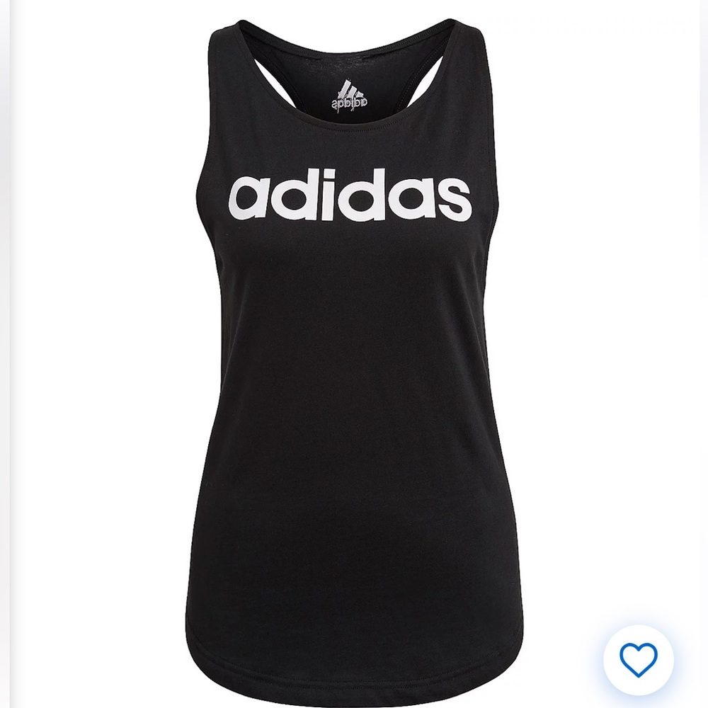 ADIDAS Tank Top Racer Back Women’s Size Large Black White Logo Cotton Tank EUC